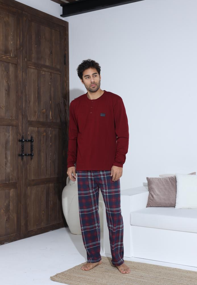Pijama Barbati ,Maneca si Pantaloni Lungi,Culoare Bordo ,Engros
